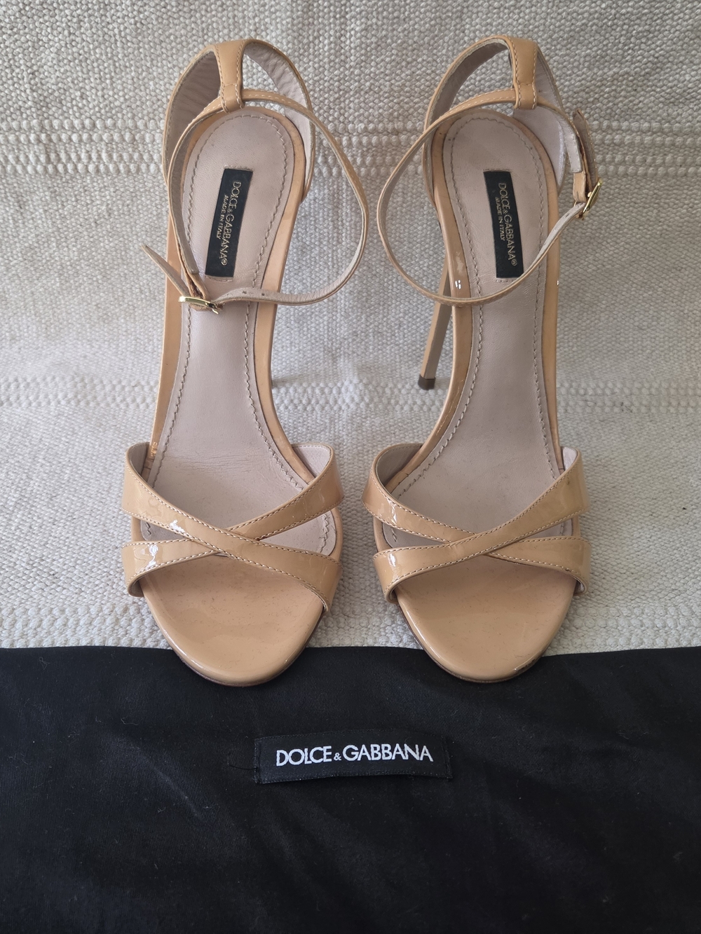 Dolce & Gabbana Nude Patent Leather Ankle-Strap Heels